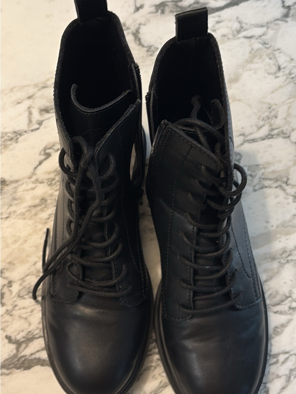 Madden Girl Black Lace-Up Moto Combat Boots